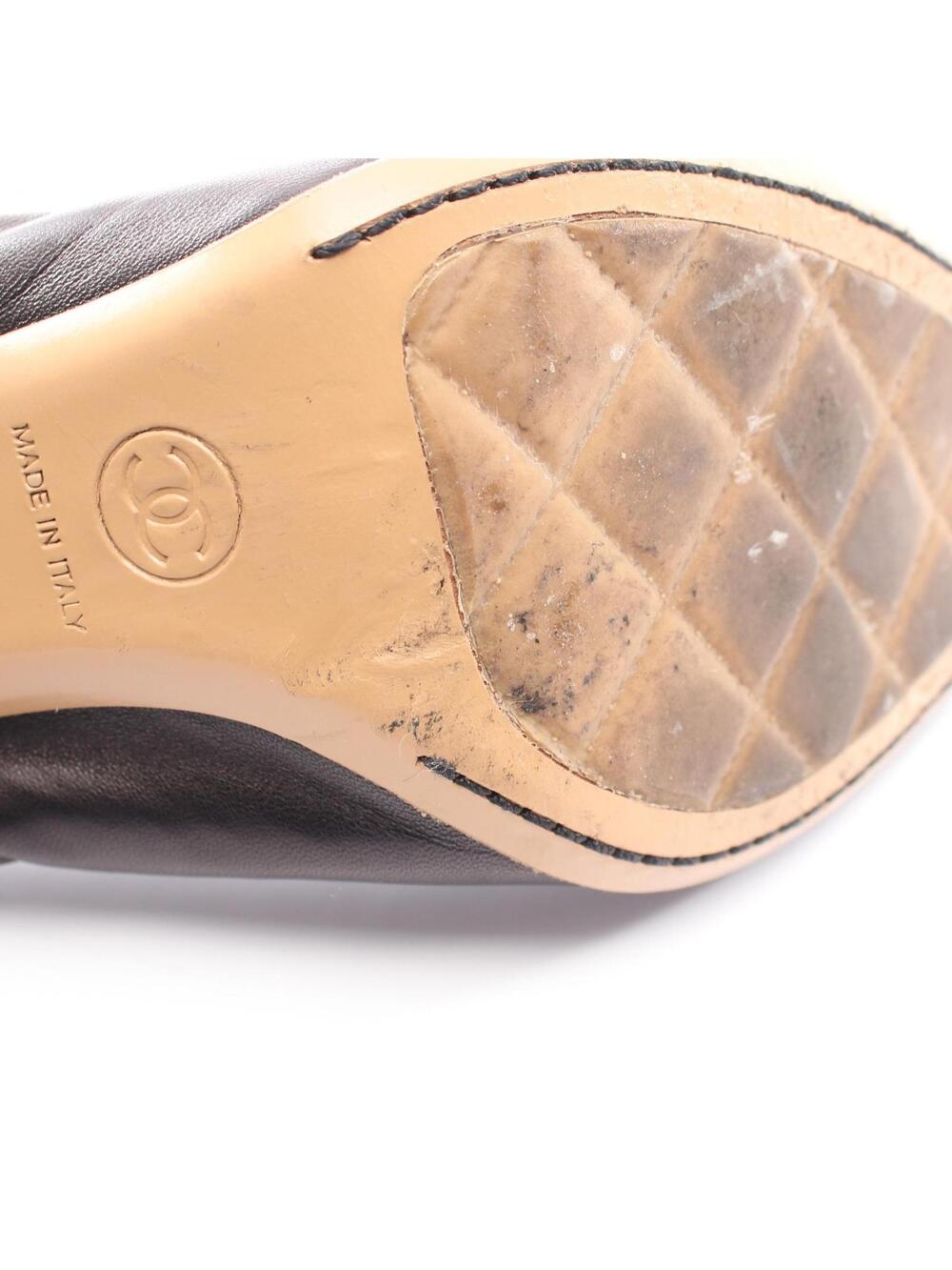 Chanel Coco Mark Heeled Pumps Shoes #37 #274898C39B - Picture 11 of 12